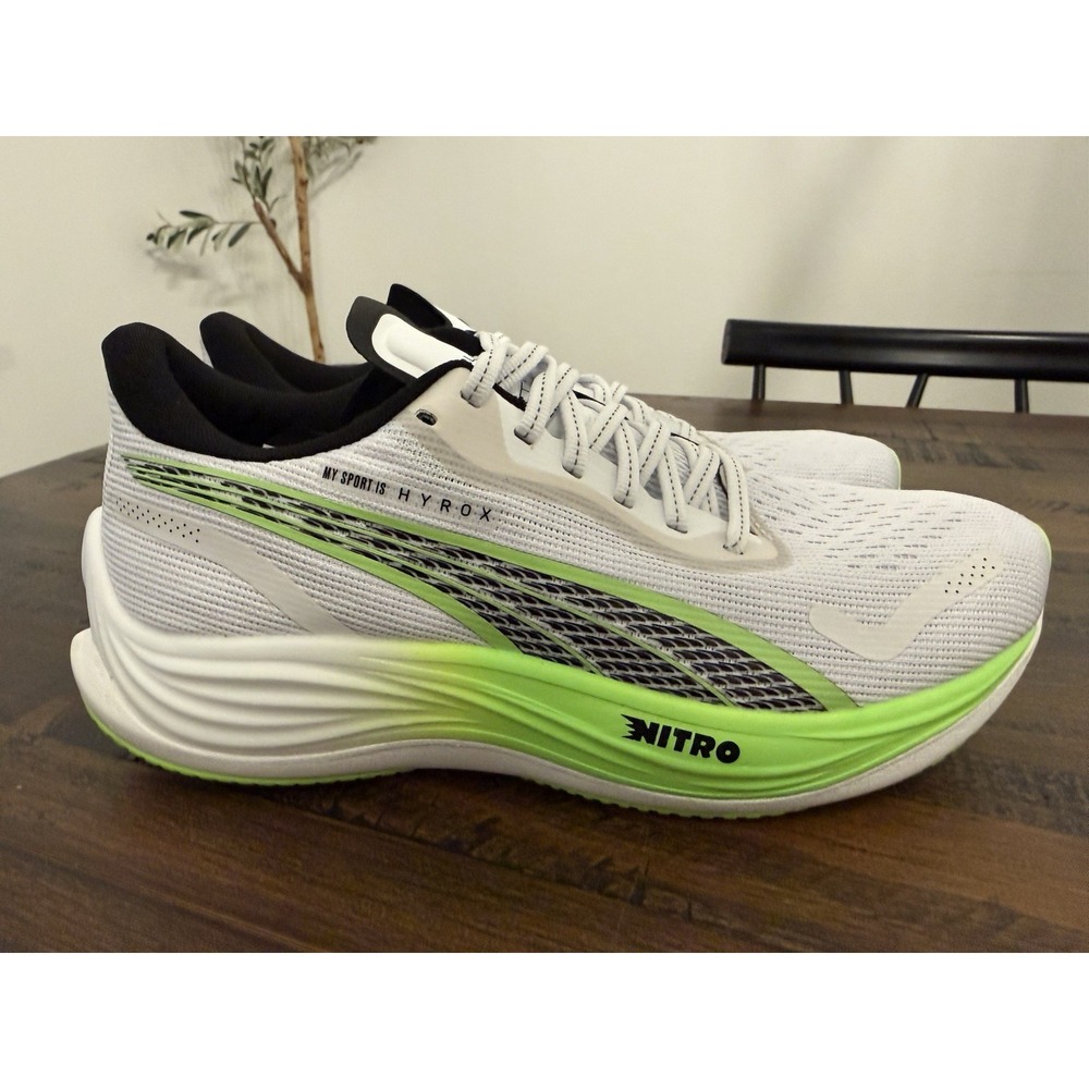 Puma x HYROX Velocity Nitro 3 Men's 8 White Neon Green Running Shoes 311410-01